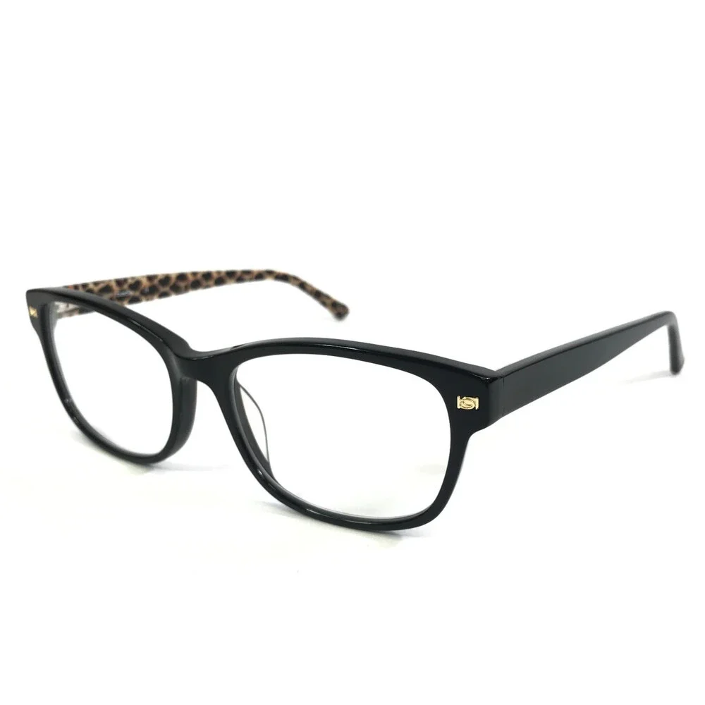 Bebe Eyeglasses Frames BB5193 001 JET Black Brown Leopard Print 53-16-140
